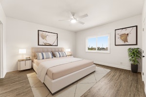 Staged primary bedroom