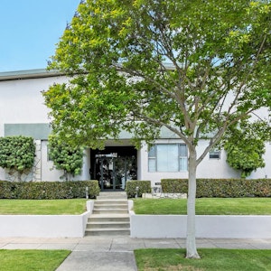 Building front view with intercom system