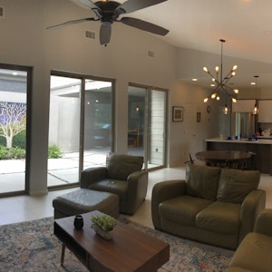 Open Floor, 8' sliding doors allow for plenty of natural sunlight and 9-14' ceilings create an extraordinary space.