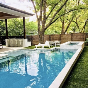 Pool, hot tub and outdoor grill