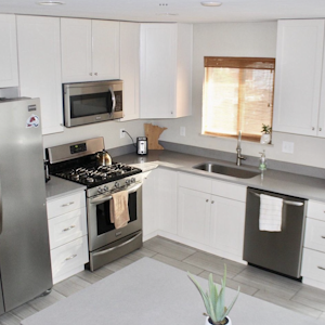 Updated Kitchen with Slab Quartz Countertops