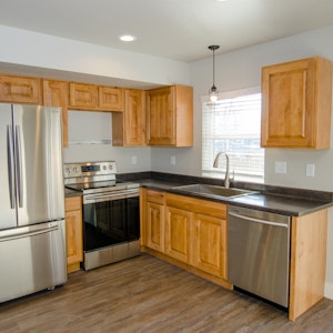 Custom cabinets and stainless steel appliances