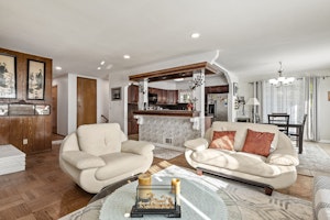 Open living room, dining and kitchen with tons of light!