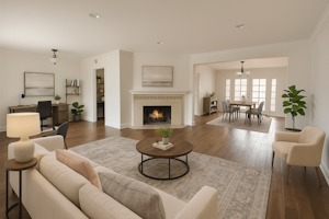 Living room and Den/Office and Dining Room. Den and Dining room can be interchanged.